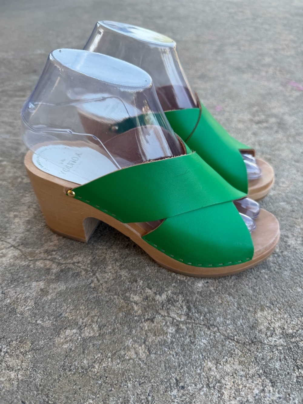 Sabot YouYou Green Leather Mules Clogs Designer Platform Heels Women’s EU 36 - Picture 3 of 16